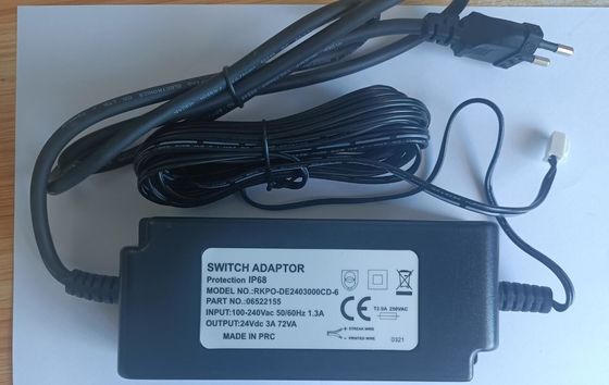 el transformador llevado impermeable de 24Vdc 3a 72Watt IP68 para el grifo electrónico, CA 100-240Vac, con la UL del CE marcó