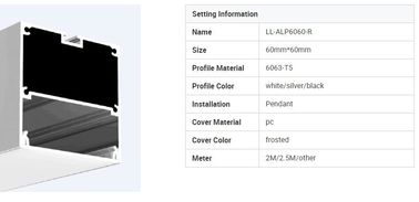 Perfil de aluminio montado suspensión superficial de la protuberancia de Alu de la aleación 6063 del perfil del LED con el CE Rohs