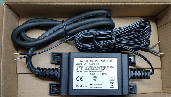 Transformador impermeable al aire libre, fuente de alimentación, adaptador impermeable del interruptor de 9Vdc 500mah 4.5W IP68 para el grifo