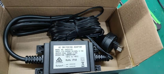 Transformador impermeable al aire libre, fuente de alimentación, adaptador impermeable del interruptor de 9Vdc 500mah 4.5W IP68 para el grifo